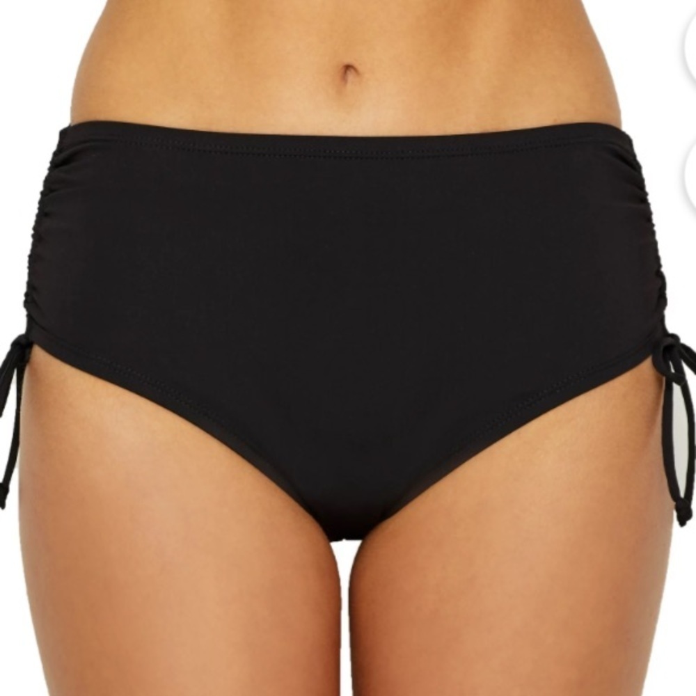 24th & Ocean Womens Solid Adjustable Side Tie Smoothing Bikini Bottom Style 22W